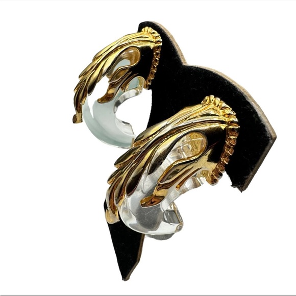 Vintage Inna Citrine Inna Cytrine Lucite earrings clip on - Picture 3 of 3